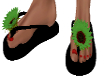 flip flops green flower