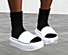 White Slides Black Socks