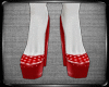 Red polka dot platforms