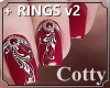 ! Red Nails + Rings 2