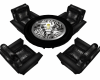 black leather table
