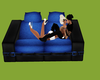 blue & blk couch w/poses