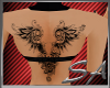 winged skull back tattoo