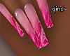 q! pink marble nails