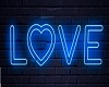 Blue Neon Love Brick Wal