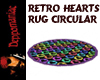 Retro Hearts Circulr Rug