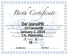 DRT8 Birth Certificate