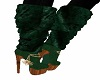 Dk green velvet boot