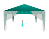 teal and white tent