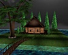 Lakeside Moonlit Cabin
