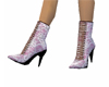 Pink Lace Granny Boots