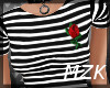 striped rose embroided