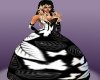 black and white gown