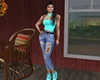 Jeans W/Teal Top &Shoes
