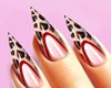 🤍 Red Leopard Nails