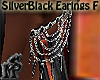 Silver Black earings Fem