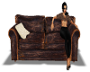 Worn Brown Leather Sofa