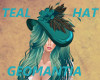 Teal feathers hat