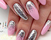 Pink glitting nails