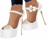 Flower White Heels