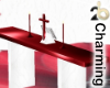 red/white wedding podium
