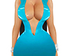 blue latex mugler dress