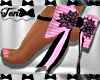 Pink Black Ankle Bows