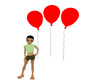 3 Floating Red Balloons