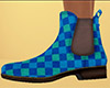 Teal Ankle Boots Plaid F