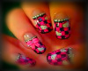 plaid hello kitty nails