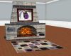 Gray Brick Fireplace/Pic