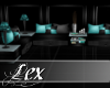 LEX black teal sofa set