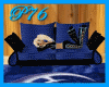 [P76]Blue silk sofa