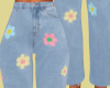 Flower Print Blue Jeans