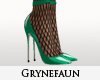 Pra green fishnet heels