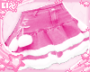. pink fur skirt