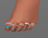 H/Toe Rings/Blue Nails