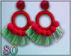 Red Green Earrings