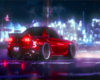 red neon car poster