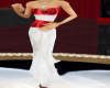 white dress with red acc