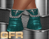 teal latex boots