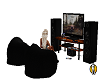 gaming tv and chairs