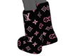 black lv fur boots