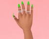 Green Nails Silver Rings