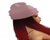 red with  pink hat