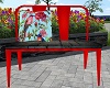 Red Metal Patio Bench