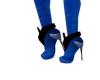 Blue black Silver Heels