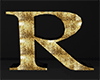 R ,Letter Black Gold