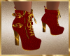 SB~Red/Gold Ankle Boots