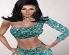 Teal Crop Cold Shoulder